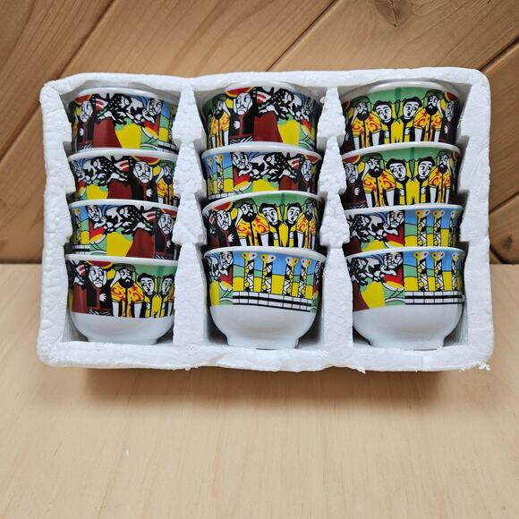 11 Ethiopian Queen Sheba Fine Art Porcelain Expresso Cups Traditional Ceremonial - Picture 1 of 7